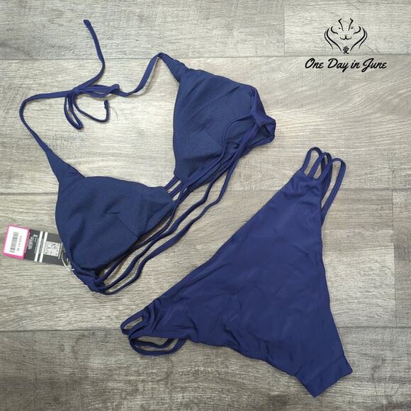 Shekini Halter Cut Out Strappy Bikini Swimsuit Size M - Picture 4 of 4